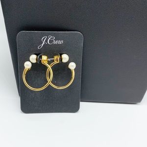 J. Crew Crystal and Pearl Mini Hoop Earrings